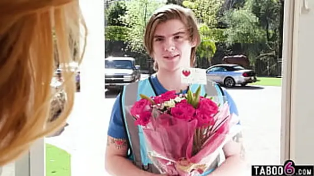 Teen delivery boy pleases a group of older women in a passionate encounter