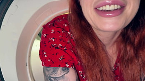 Step Son Fucks Step Mom Stuck in Washer - Hot Creampie Finish