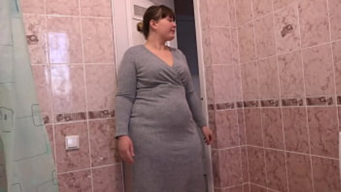 Fat mom shoved girlfriend's panties in her hairy snatch and took them home for solo play