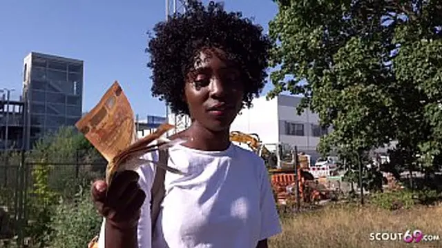 German scout seduces African fit girl with flawless body &mdash;  talk dirty and play for cash