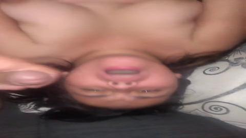 Dirty newbie gets gangbanged by two dudes, facesplit on gigantic knockers