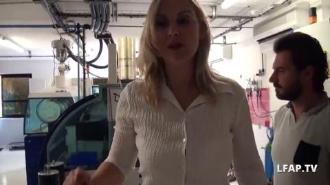 An alluring, horny🥵 giant-tited French momma offers her backside to a worker in the warehouse