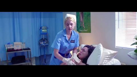 Two sultry sirens ravage each other in retro heat, dripping in lesbian lust