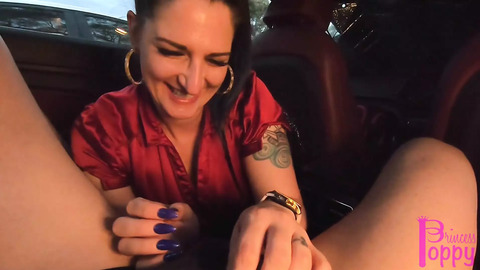 Blowjob in the back of a car