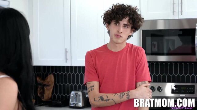 Naughty stepson satisfies milf's big tits and curvy ass