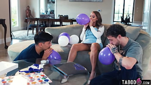 Caught Mom Without Underwear, Stepson & Buddy Can't Resist