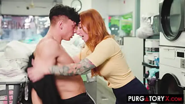 Busty Redhead MILF Craves Laundromat Customer′s Hard Pole