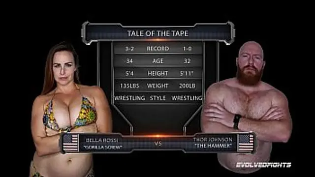 Bella Rossi Battles Thor in Naked Wrestling Sex for Dominance