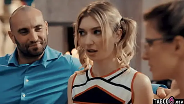 Sweet MILF guides eager college cheerleader to her husband